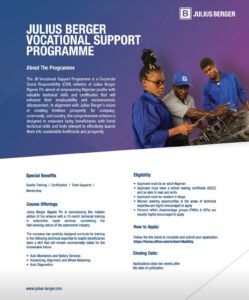 Julius Berger Nigeria Plc Vocational Support Programme 2024