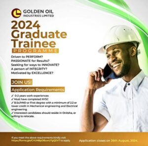 Graduate Trainee at Golden Oil Industries Limited 