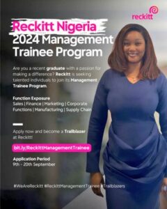 Reckitt Nigeria 2024 Management Trainee Program